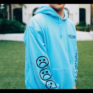 blue hoodie